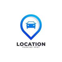 Rental Car Logo Vector. Map Pin Location Combined with Car Icon Vector Illustration