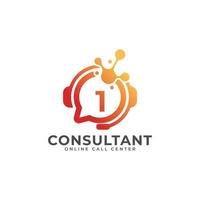 Consulting Logo Icon. Online Consultant Number 1 Logo Design Template vector