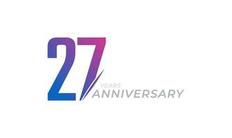 Vector de celebración de aniversario de 27 años. saludo de feliz aniversario celebra ilustración de diseño de plantilla