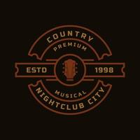 Vintage Retro Badge for Country Guitar Music Western Saloon Bar Cowboy Logo Emblem Symbol vector