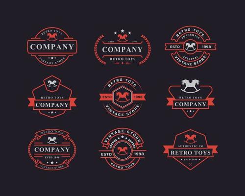 Set of Vintage Retro Badge for Toys and Souvenir Logo Design Template Element