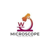 Laboratory Logo. Initial Letter W Microscope Logo Design Template Element. vector