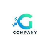 Tech Letter G Logo. Blue and Green Geometric Shape with Square Pixel Dots. Usable for Business and Technology Logos. Design Ideas Template Element. vector