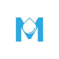 Initial Letter M Hydro Logo with Negative Space Water drop Icon Design Template Element vector