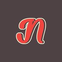 Retro Letter N Logo in Vintage Western Style with Double Layer. Usable for Vector Font, Labels, Posters etc