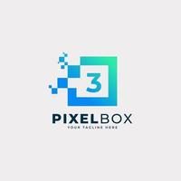 Initial Number 3 Digital Pixel Logo Design. Geometric Shape with Square Pixel Dots. Usable for Business and Technology Logos vector
