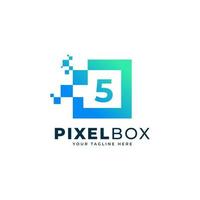 Initial Number 5 Digital Pixel Logo Design. Geometric Shape with Square Pixel Dots. Usable for Business and Technology Logos vector