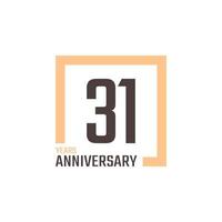 31 Year Anniversary Celebration Vector with Square Shape. Happy Anniversary Greeting Celebrates Template Design Illustration