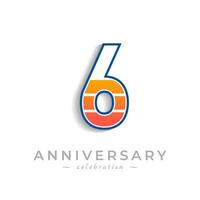 6 Year Anniversary Celebration with Charging Icon Battery for Celebration Event, Wedding, Greeting card, and Invitation Isolated on White Background vector