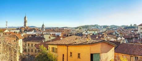 Panoramic view of the city of Ivrea, Torino province, Piedmont, Northern Italy. World famous for its carnival, is UNESCO Site since 2018.
