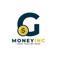 logotipo de efectivo. letra g con plantilla de diseño de logotipo de dinero de moneda vector