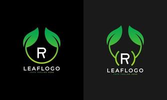 diseño del logotipo de la letra r de la hoja verde de la naturaleza. logotipo de monograma. icono del alfabeto de hojas verdes. utilizable para logotipos comerciales, científicos, sanitarios, médicos y naturales.elemento de plantilla de diseño de logotipo vectorial plano. eps10 vector