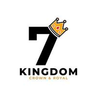 Number 7 with Crown Logo Branding Identity Logo Design Template vector