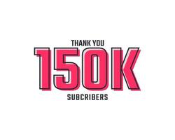 gracias diseño de fondo de celebración de 150 k suscriptores. 150000 suscriptores felicitaciones publicar plantilla de redes sociales. vector