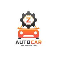 letra z con vector de mantenimiento de coche. concepto de diseño de logotipo automotriz de vehículo deportivo.