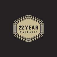 22 Year Anniversary Warranty Celebration with Golden Color for Celebration Event, Wedding, Greeting card, and Invitation Isolated on Black Background vector