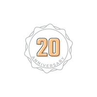 20 Year Anniversary Celebration Vector Badge. Happy Anniversary Greeting Celebrates Template Design Illustration