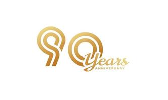 90 Year Anniversary Celebration with Handwriting Golden Color for Celebration Event, Wedding, Greeting card, and Invitation Isolated on White Background vector