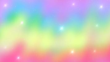 Holographic fairy Magic background with rainbow mesh. Kawaii universe banner in princess colors. Fantasy gradient backdrop with hologram photo