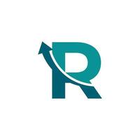 Initial Letter R Arrow Up Logo Symbol. Good for Company, Travel, Start up, Logistic and Graph Logos vector