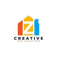 Letter Z Logo. House Strip Shape with Negative Letter Z. Usable for Construction Architecture Building Logo vector