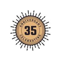 Vintage Retro 35 Year Anniversary Celebration with Firework Color. Happy Anniversary Greeting Celebrates Event Isolated on White Background vector