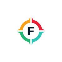 Colorful Letter F Inside Compass Logo Design Template Element vector