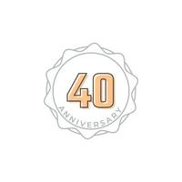 Insignia de vector de celebración de aniversario de 40 años. saludo de feliz aniversario celebra ilustración de diseño de plantilla