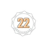 22 Year Anniversary Celebration Vector Badge. Happy Anniversary Greeting Celebrates Template Design Illustration