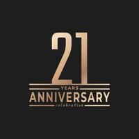 21 Year Anniversary Celebration with Thin Number Shape Golden Color for Celebration Event, Wedding, Greeting card, and Invitation Isolated on Dark Background vector