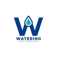 logotipo inicial de la letra w de la gota de agua. utilizable para la naturaleza y los logotipos de marca. elemento de plantilla de ideas de diseño de logotipo de vector plano