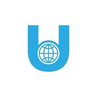 Initial Letter U Globe Logo Design Template Element. Vector Eps10
