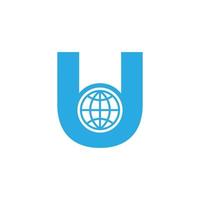 Initial Letter U Globe Logo Design Template Element. Vector Eps10