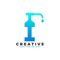 Antibacterial Hand Sanitizer Logo. Initial Letter I with Hand Sanitizer Logo. vector