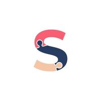 Initial Letter S with Team Puzzle Jigsaw Connectivity Logo Design Template Element vector