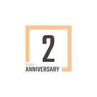 2 Year Anniversary Celebration Vector with Square Shape. Happy Anniversary Greeting Celebrates Template Design Illustration