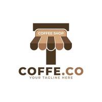 Coffee Time. Modern Initial Letter T Coffee Shop Logo Vector Illustration