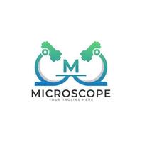 Laboratory Logo. Initial Letter M Microscope Logo Design Template Element. vector