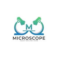 Laboratory Logo. Initial Letter M Microscope Logo Design Template Element. vector