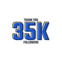 gracias vector de celebración de tarjeta de 35 k seguidores. 35000 seguidores felicitaciones publicar plantilla de redes sociales.