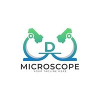 Laboratory Logo. Initial Letter D Microscope Logo Design Template Element. vector