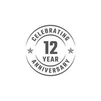 12 Year Anniversary Celebration Emblem Badge with Gray Color for Celebration Event, Wedding, Greeting card, and Invitation Isolated on White Background vector