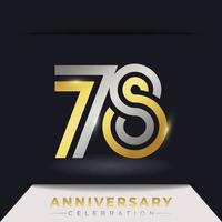 78 Year Anniversary Celebration with Linked Multiple Line Golden and Silver Color for Celebration Event, Wedding, Greeting card, and Invitation Isolated on Dark Background vector