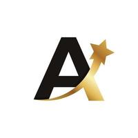 Initial Letter A Golden Star Logo Icon Symbol Template Element vector