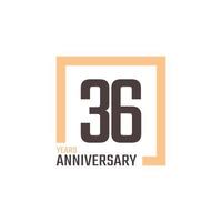 36 Year Anniversary Celebration Vector with Square Shape. Happy Anniversary Greeting Celebrates Template Design Illustration