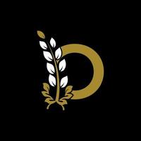 letra inicial o monograma vinculado logotipo de corona de laurel dorado. diseño elegante para restaurante, café, marca, placa, etiqueta, identidad de lujo vector