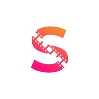 Initial Letter S with Reel Stripes Filmstrip for Film Movie Cinema Production Studio Logo Inspiration vector