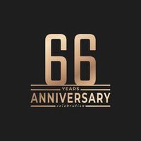 66 Year Anniversary Celebration with Thin Number Shape Golden Color for Celebration Event, Wedding, Greeting card, and Invitation Isolated on Dark Background vector