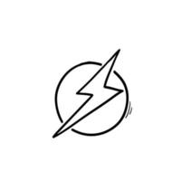 Power Icon, Lightning Power Icon with hand drawn doodle cartoon style vector
