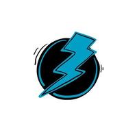 Power Icon, Lightning Power Icon with hand drawn doodle cartoon style vector